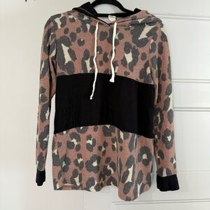Sew In Love Brown, Black & Cream Leopard Hooded Sweater